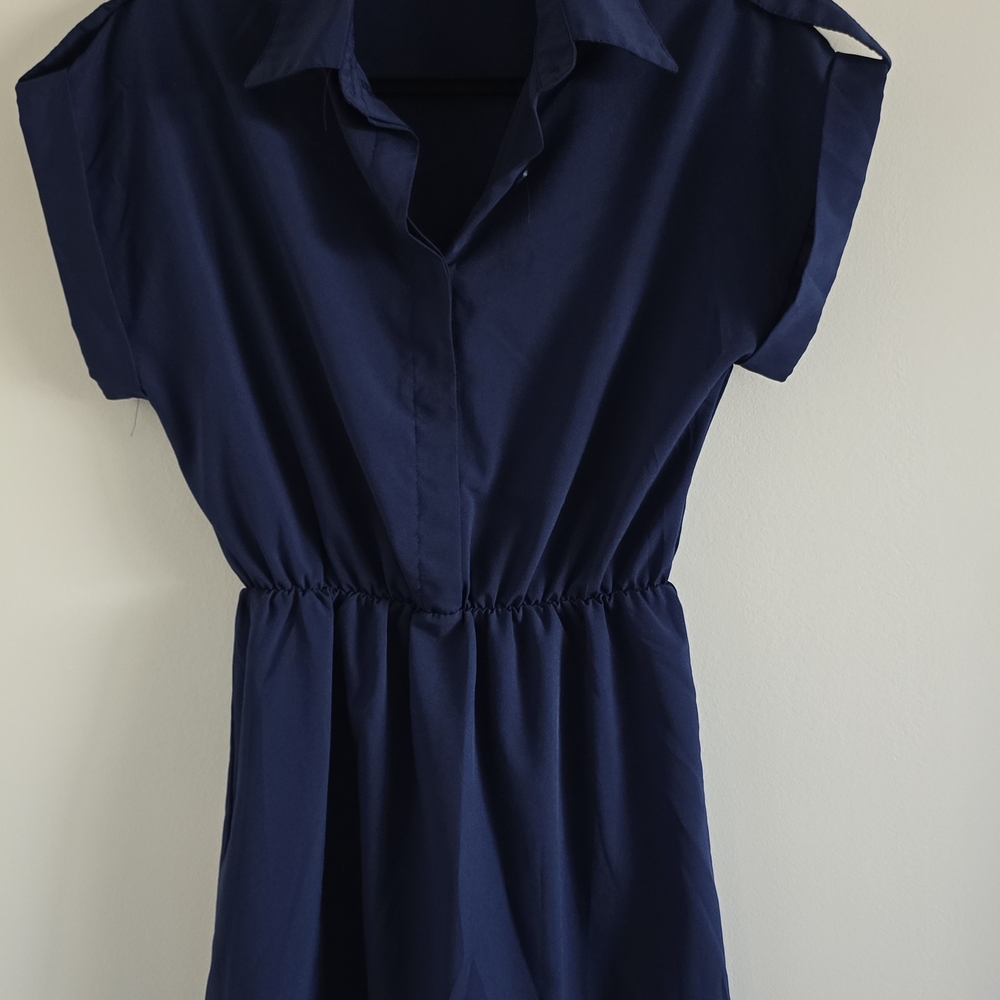 Navy Blue Short Sleeve Dress